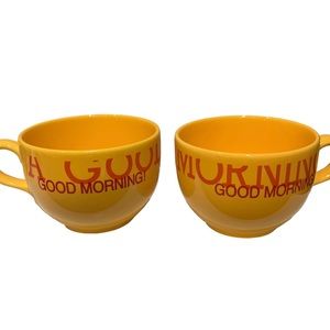 Waechtersbach Germany Set of 2 Good Morning Large Yellow Cappuccino/Soup Mugs